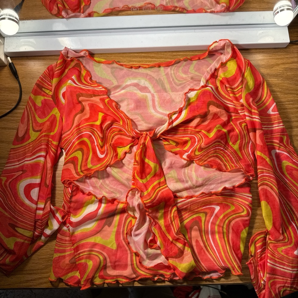 Vibrant Orange and Yellow Swirl Women's Top
